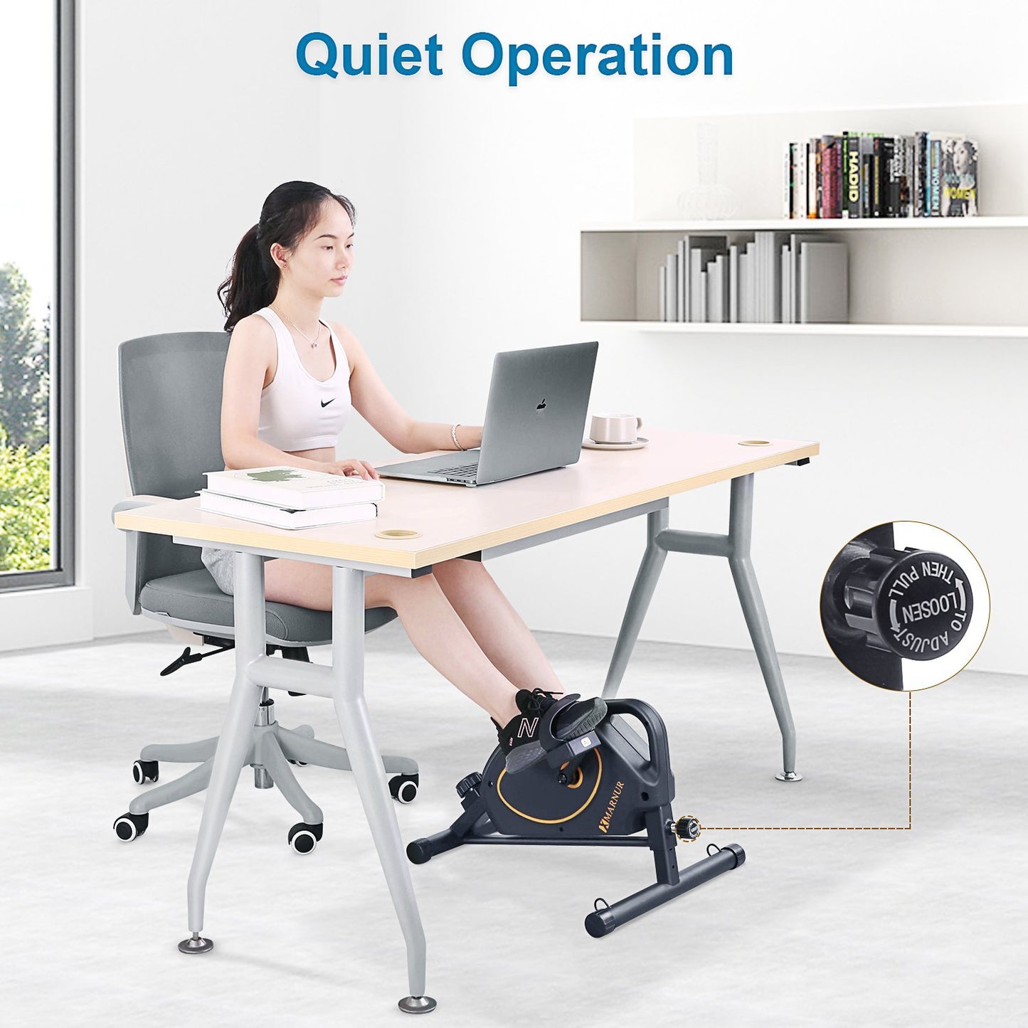 under desk bike pedal exerciser mini exercise bike stationary bikes static bike seated magnetic resistance portable machine arm foot leg therapy seniors elderly home sitting indoor small office workout best cheap gift for parents - NAIPO