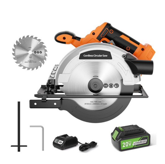 Tacklife 7-1/4 Inch Cordless Circular Saw with 4.0Ah Battery and Charger 20V Brushless Battery Powered Circular Saw Kit 0-45°Bevel Capability Lightweight for Wood Cutting