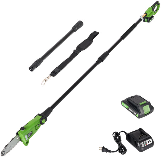 TACKLIFE Pole Saw Battery Operated, 8″ Pole Saw for Tree Trimming, 20V 14 FT Max Reach Tree Trimmer Long Handle with Rechargeable 2.0Ah Battery and Charger, for Cutting, Pruning, Trimming