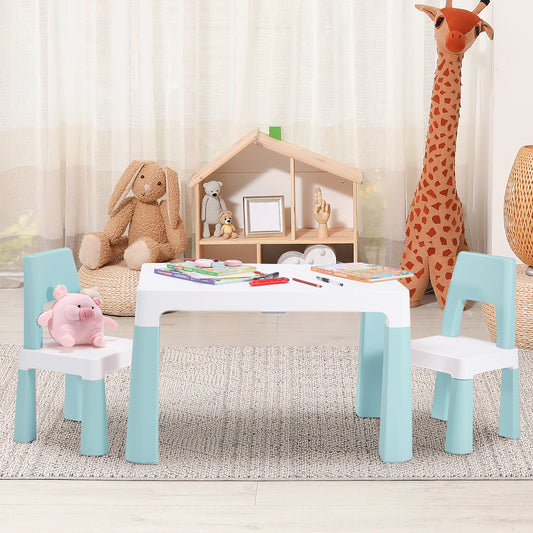 Gasky Table and 2 Chairs Set, Kids Activity Tables for Reading, Drawing, Snack Time, Arts and Crafts, Preschool, Kindergarten and Playroom, Easy to Clean, Toddler Table and Chair,Green