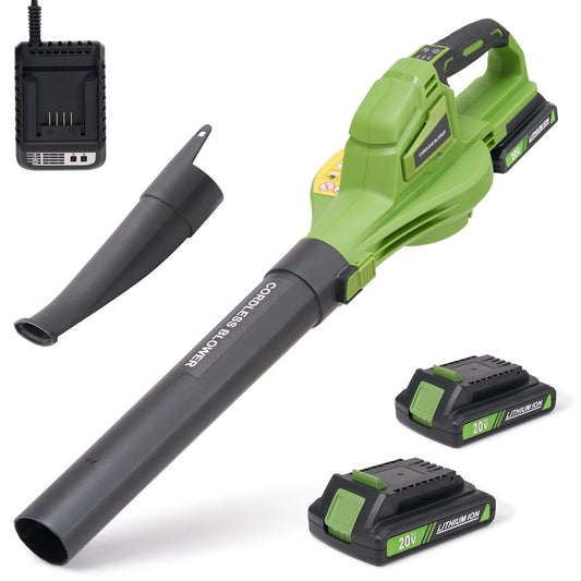 GASKY 20V 160MPH 135CFM Cordless Leaf Blower with 2 X 2.0 Ah Battery & Charger, 2 Speed Mode Lightweight Battery Powered Leaf Blower for Lawn Care/Patio/Yard/Garden Cleaning & Snow/Dust Blowing