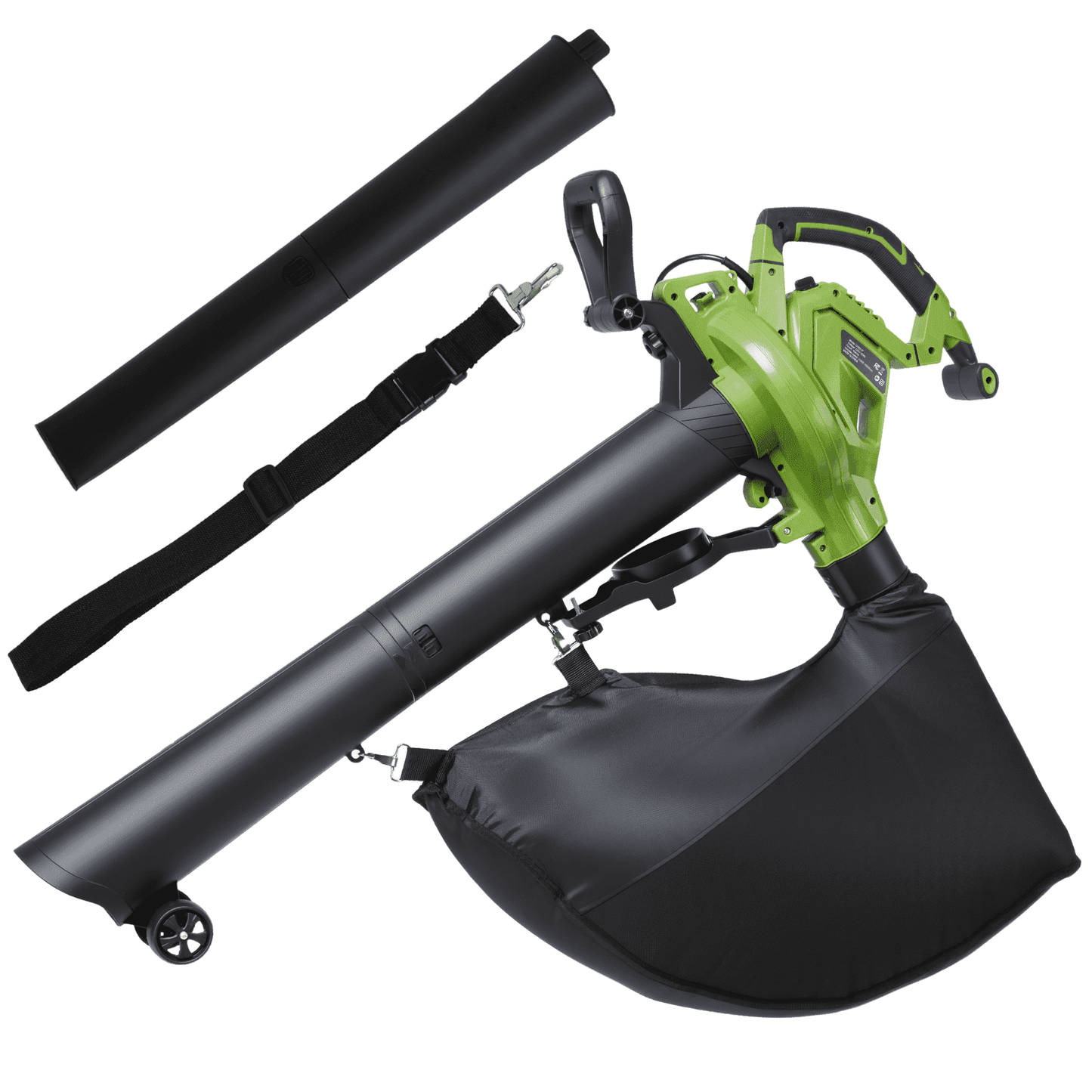 GASKY 120V 12Amp Corded 3 in 1 Leaf Blower/Vacuum/Mulcher, 495CFM/199MPH, 6 Speeds Outdoor Vacuum Cleaner Electric Leaf Blowers for Lawn Care, Lightweight, Green