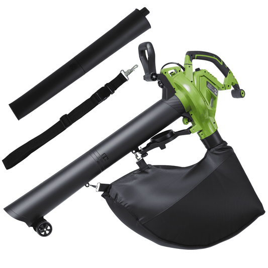 GASKY 120V 12Amp Corded 3 in 1 Leaf Blower/Vacuum/Mulcher, 495CFM/199MPH, 6 Speeds Outdoor Vacuum Cleaner Electric Leaf Blowers for Lawn Care, Lightweight, Green