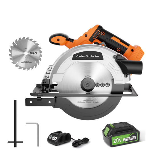 Tacklife 7-1/4 inch Cordless Circular Saw with 4.0Ah Battery,20V 45°Bevel Lightweight Brushless Powered Circular Saw for Wood Cutting