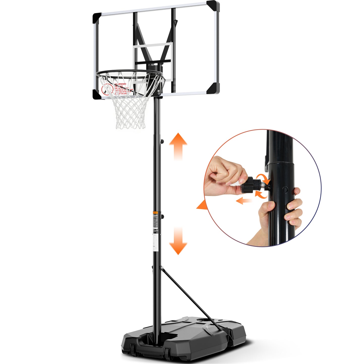 GASKY 44In Portable Basketball Hoop System 6.5 ft to 10 ft Height Adjustable Basketball Goal with Large Backboard Base and Wheels for Teenagers Adults outdoor Use Fathers Day Gifts