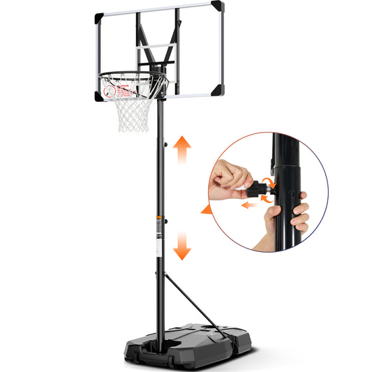 GASKY 44In Portable Basketball Hoop System 6.5 ft to 10 ft Height Adjustable Basketball Goal with Large Backboard Base and Wheels for Teenagers Adults outdoor Use Fathers Day Gifts