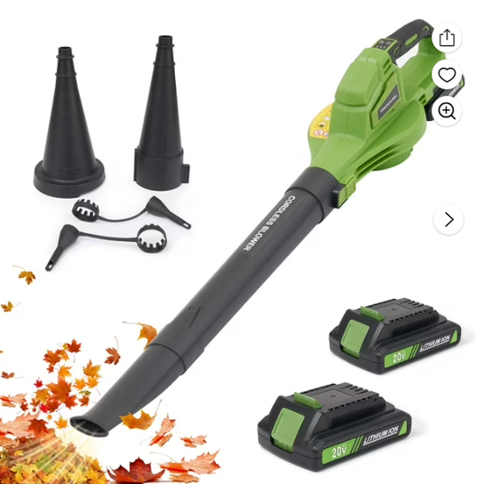 GASKY 20V 160MPH 135CFM Cordless Leaf Blower with 2 X 2.0 Ah Battery & Charger, 2 Speed Mode Lightweight Battery Powered Leaf Blower for Lawn Care/Patio/Yard/Garden Cleaning & Snow/Dust Blowing