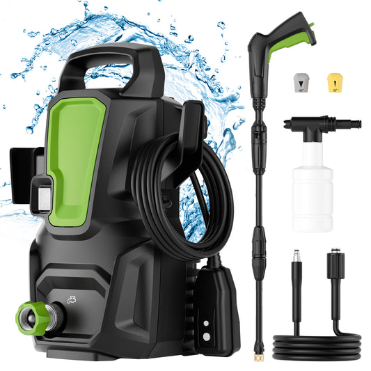 TACKLIFE Electric Pressure Washer,2000PSI Max 1.7GPM 120V Power Washer w/20FT Hose 2 Nozzles Foam Cannon, Compact&Portable,Green