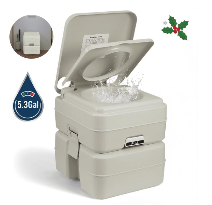Gasky 5.3 Gallon Portable Toilet, Camping Toilet Porta Potty for Adults, Carry Handle, Level Indicator,Leak-Proof Toilet for Camper Home Use Travel Boat Trailer Trucker Van
