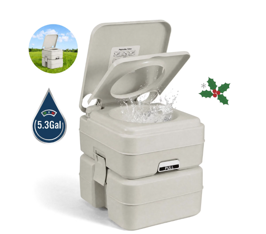 Gasky 5.3 Gallon Portable Toilet, Camping Toilet Porta Potty for Adults, Carry Handle, Level Indicator,Leak-Proof Toilet for Camper Home Use Travel Boat Trailer Trucker Van