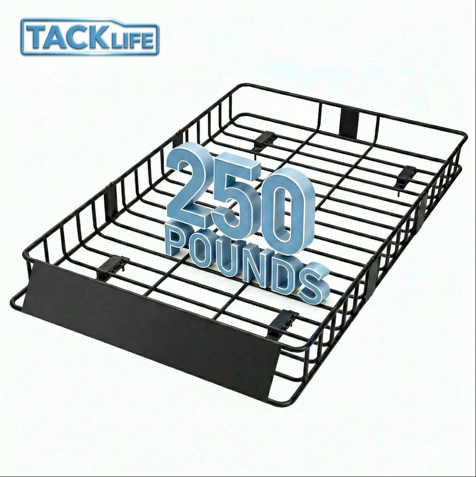 TACKLIFE Roof Rack Cargo Basket,64"×39"×6"Extension Universal Roof Basket,Capacity 500lb,Luggage Rack for SUV/Car,Black