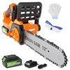 TACKLIFE 20V 12-Inch Brushless Cordless Chainsaw with Tool Free Chain Tension, Automatic Oiler, 18.5 FT/S Chain Speed, 4.0Ah Battery & Charged Included, 4500RPM, Orange