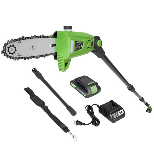 TACKLIFE TACKLIFE Pole Saw, 8″ Pole Saw for Tree Trimming, 20V 14 FT Max Reach Pole Chainsaw with Rechargeable 2.0Ah Batteries and Fast Charger, 24.4ft/s Speed, Auto Oiling, Multi-Angle, for Tree Trimming