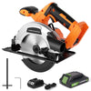 TACKLIFE 20V 6-1/2-inch Brushless Cordless Circular Saw, 0-45 ° Bevel Capability, Max Cutting Depth 2-1/4''(90°), 1-1/2''(45°), 2.0Ah Battery & Charger Included, Orange
