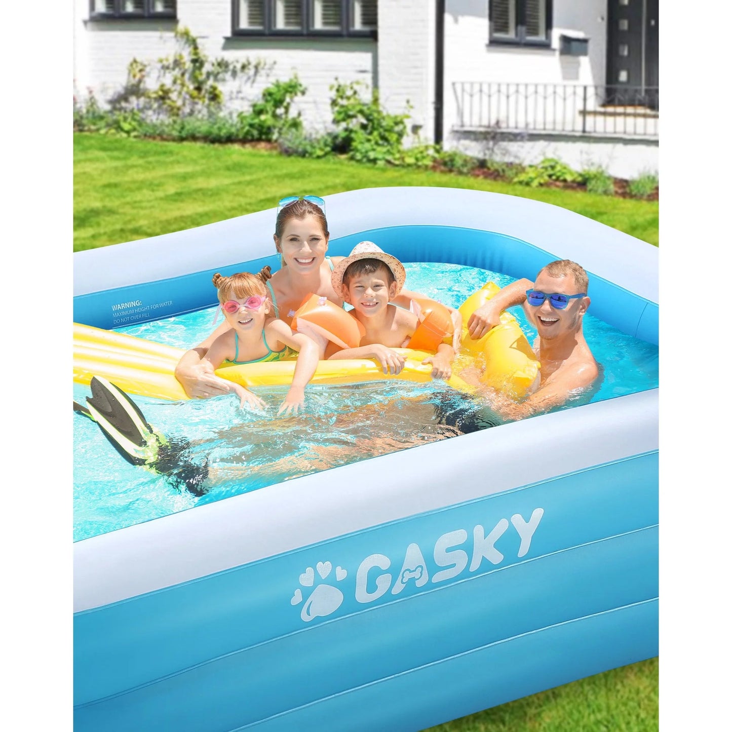 Gasky Inflatable Swimming Pool Full-Sized Blow up Water Pool 120''*72''*22'' for Baby Kids Adults Family Outdoor Backyard Summer Water Party