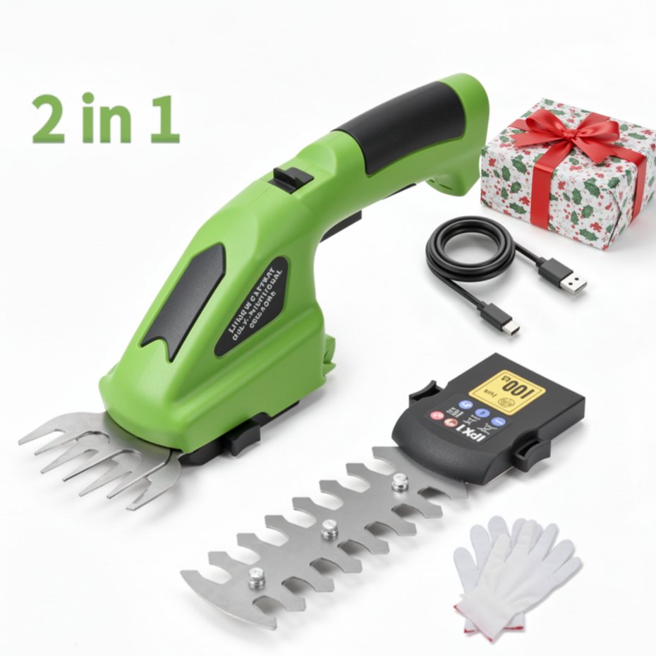 Gasky 7.2V Cordless Grass Shear,2 in 1 Lightweight Electric Mini Hedge Trimmer for Garden/Hedge Pruning,Green