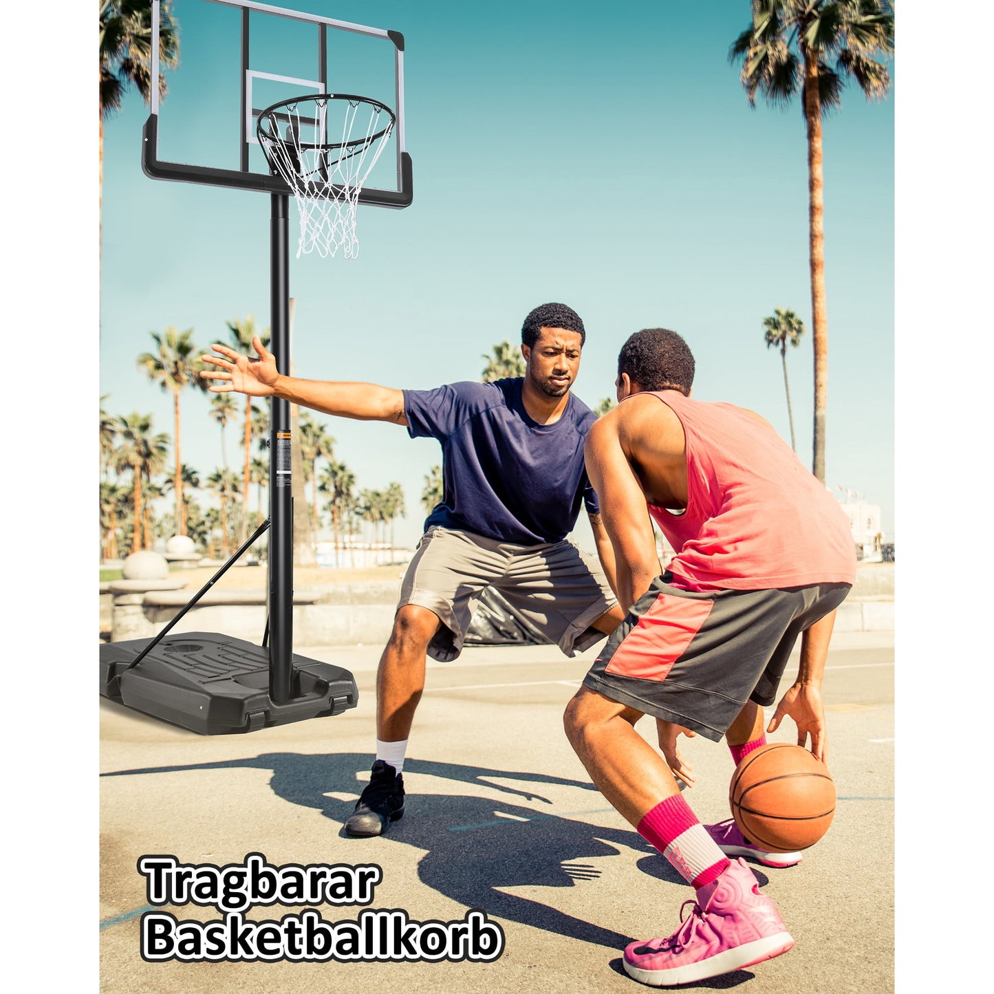 GASKY 44In Portable Basketball Hoop System 6.5 ft to 10 ft Height Adjustable Basketball Goal with Large Backboard Base and Wheels for Teenagers Adults outdoor Use Fathers Day Gifts