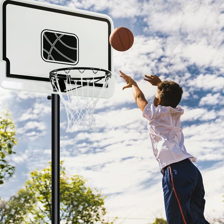 GASKY 44in Portable Basketball Hoop with Adjustable Height 7ft6 in to 10ft Outdoor Basketball Goal Backboard and Wheels for Teenagers Adults White