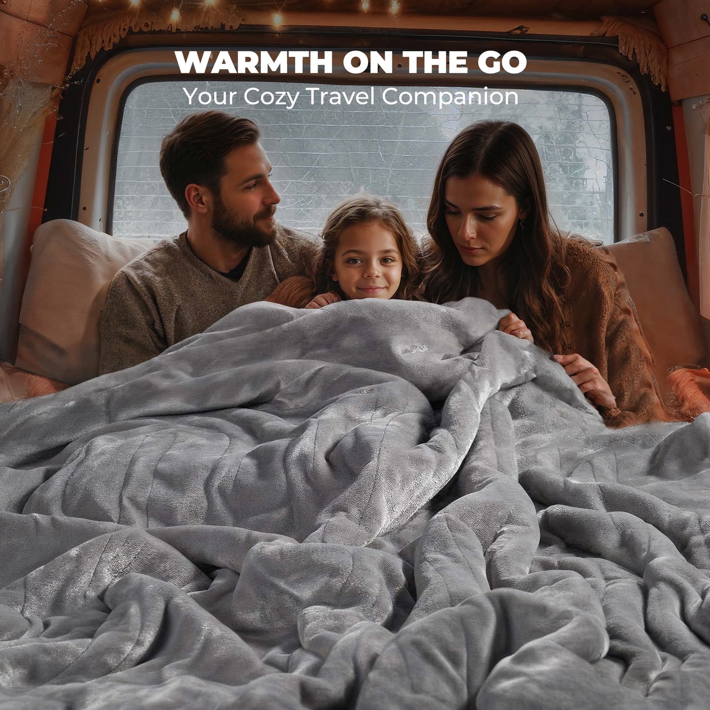 GASKY Flannel & Shu Velvet 50x60 Inches Heated Blanket 6 Heat Settings Electric Blanket Machine Washable Heated Throw Blanket for Adults, Home Office Use Grey White