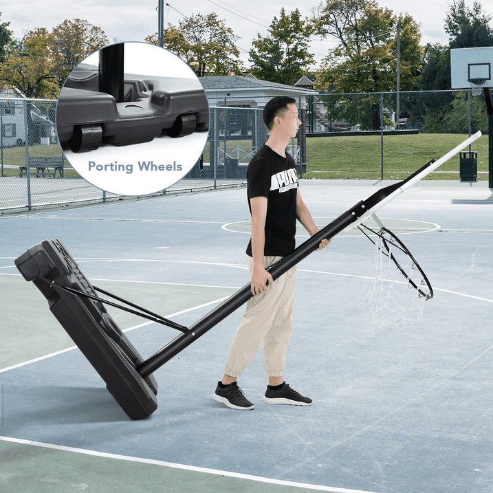 GASKY 44in Portable Basketball Hoop with Adjustable Height 7ft6 in to 10ft Outdoor Basketball Goal Backboard and Wheels for Teenagers Adults White
