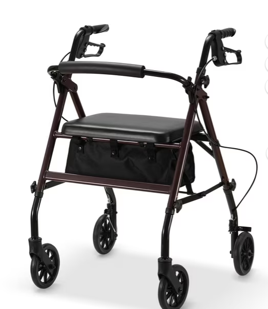 Gasky Mobility Rollator Walker with Seat for Seniors,Foldable Rolling Walker with Adjustable handle,6" Wheels,300lbs Weight Capacity,Burgundy