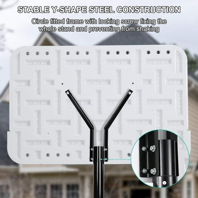 GASKY 44in Portable Basketball Hoop with Adjustable Height 7ft6 in to 10ft Outdoor Basketball Goal Backboard and Wheels for Teenagers Adults White