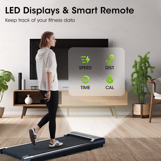 GASKY Walking Pad Treadmill Under Desk 2 in 1 Remote Control LED Display exercise treadmill 265LBS Weight Capacity for Home/Office/Exercise