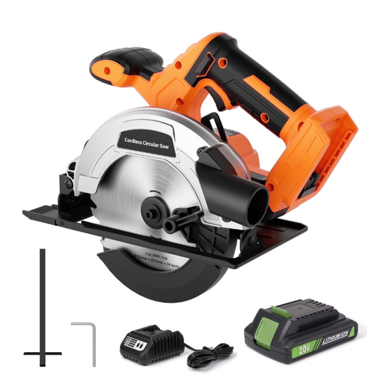 TACKLIFE 6-1/2 Inch Cordless Circular Saw with 2.0Ah Battery and Charger, 20V Brushless Circular Saw Battery Powered, Circular Saw Kit, 0-45°Bevel Capability, Lightweight, for Cutting 2x4 Inch