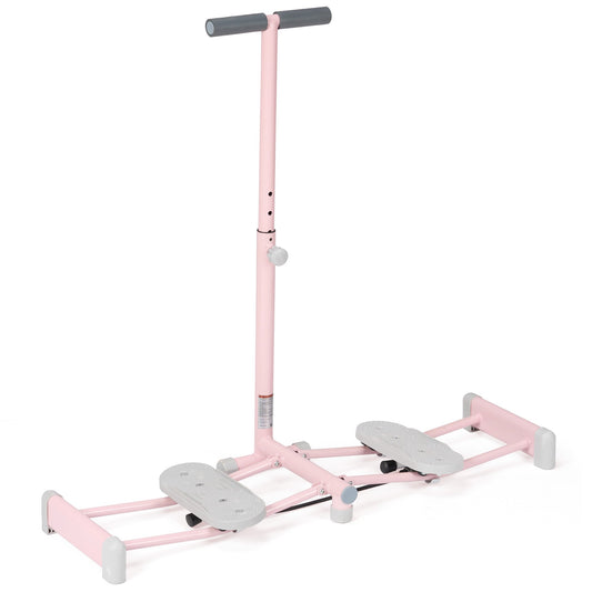 GASKY 2-In1 Ski Machine Exercise Equipment 4-Level Adjustable Double Bearing Rails Workout Equipment Pink For All Fitness Levels