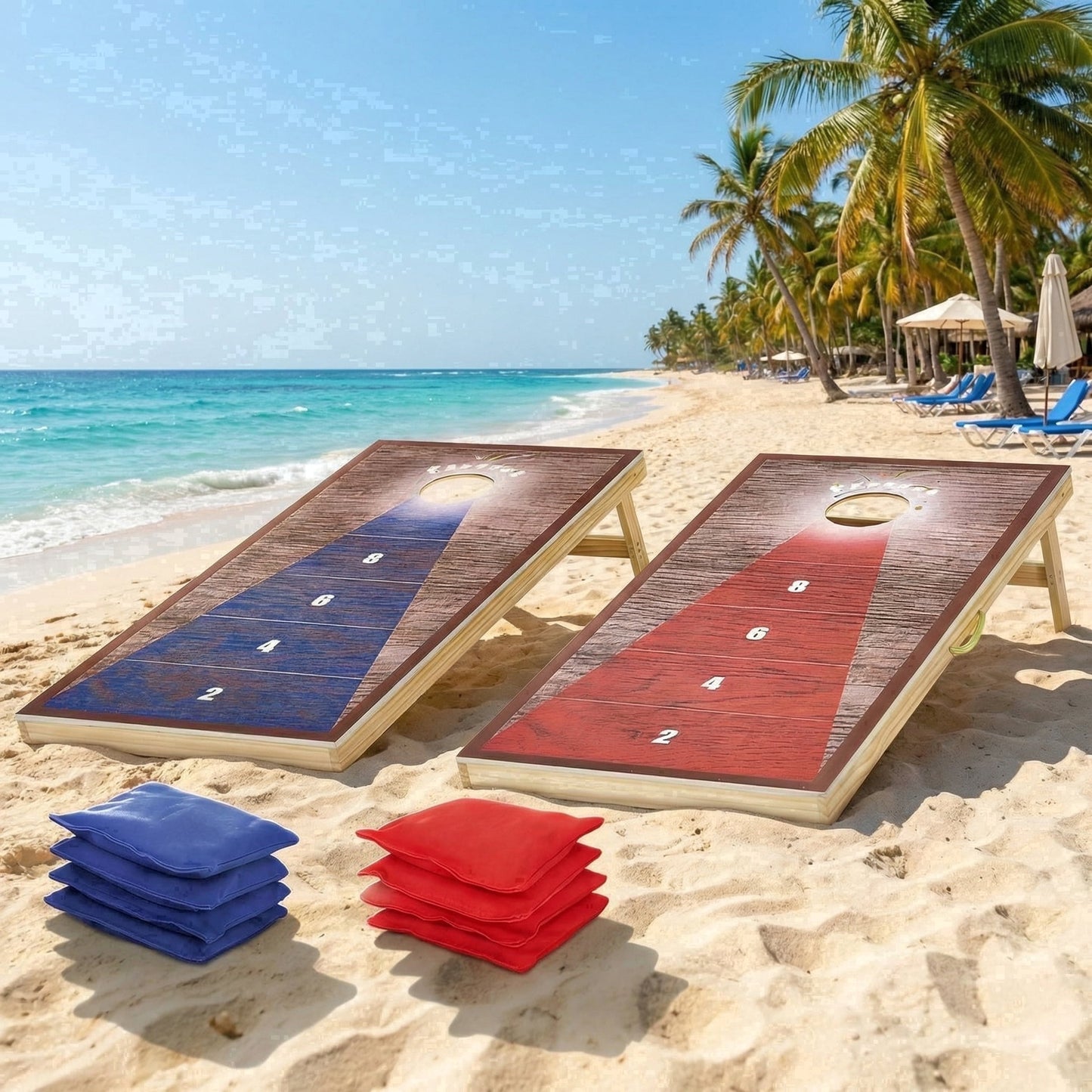 GASKY 4*2FT Cornhole Game with Durable Bean Bags X 9 Portable Cornhole Boards X2 Cornhole Set For Friends Family Camping Bench Yard