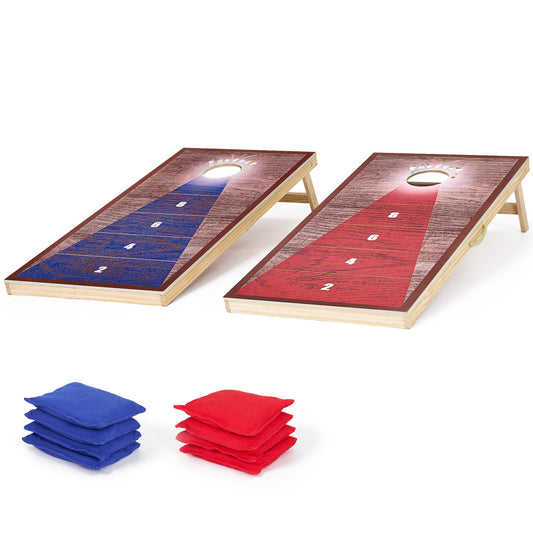 GASKY 4*2FT Cornhole Game with Durable Bean Bags X 9 Portable Cornhole Boards X2 Cornhole Set For Friends Family Camping Bench Yard
