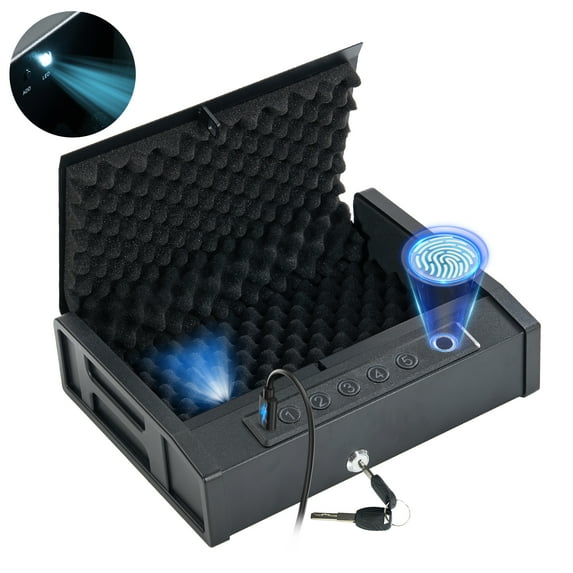 GASKY Gun Safe Portable Biometric Pistol Safe with 2 Handgun Capacity 10 Fingerprint&5 Password& 2 Keys handgun safe for Car & Travel Auto, Truck, Home Use