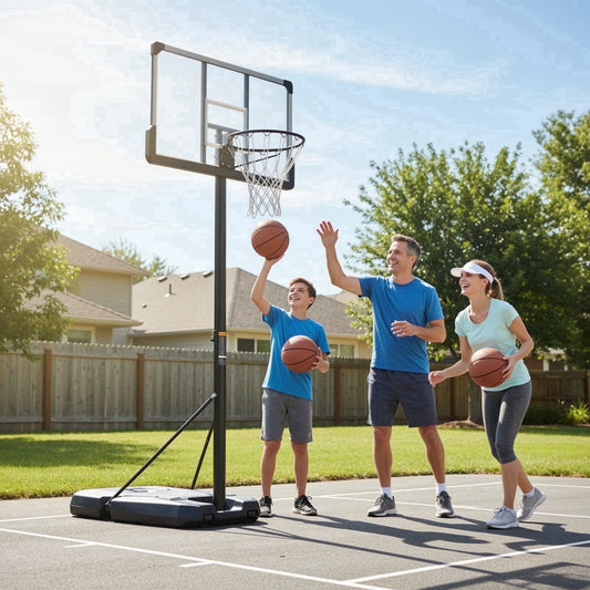 GASKY 44In Portable Basketball Hoop with Height Adjustable 6 ft to 10 ft Large Backboard Base and Wheels, Basketball Goals for Youth Adults Indoor Outdoor Use