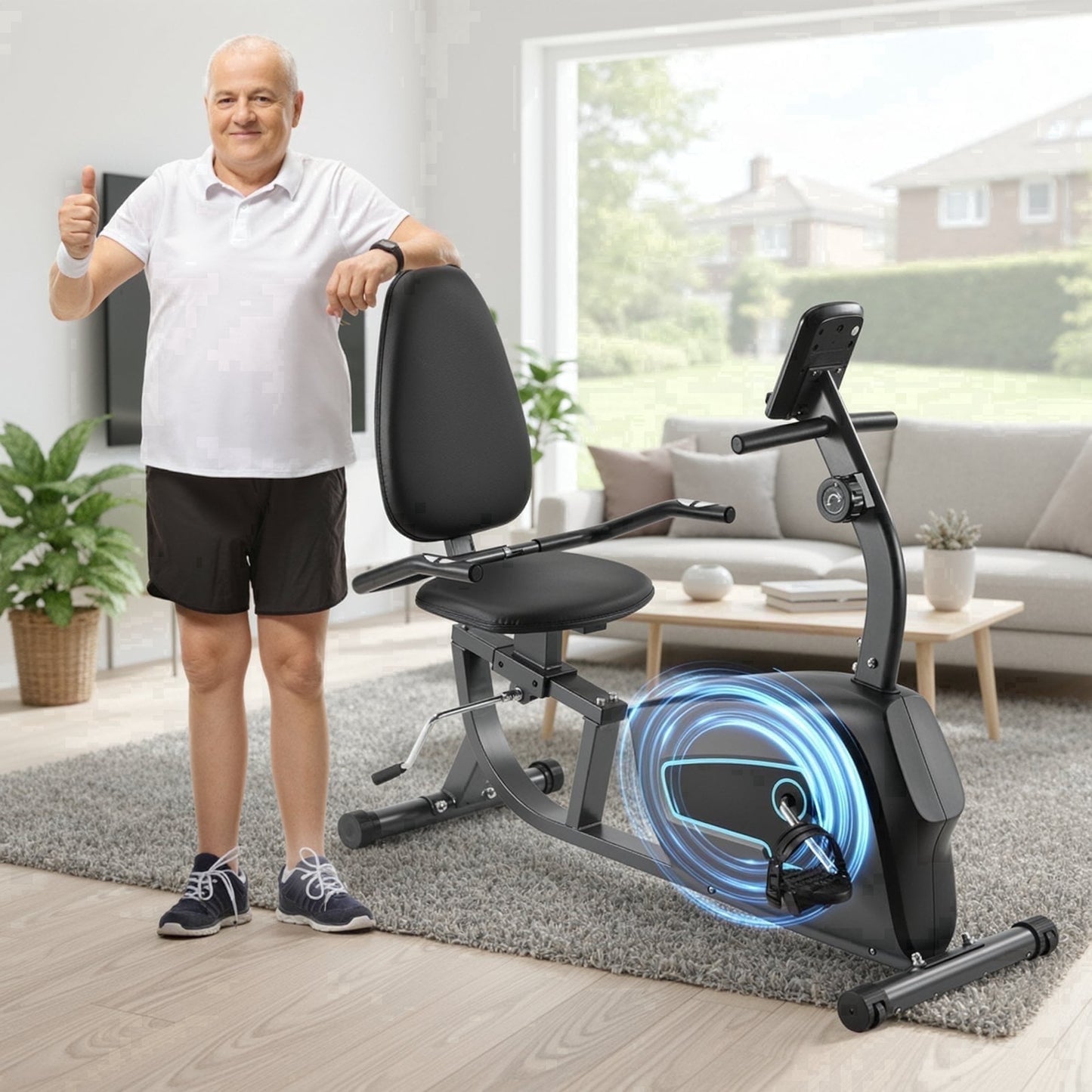 GASKY Exercise Bikes 8 Resistance Levels Seat Adjustment Recumbent Exercise Bike for Home Use