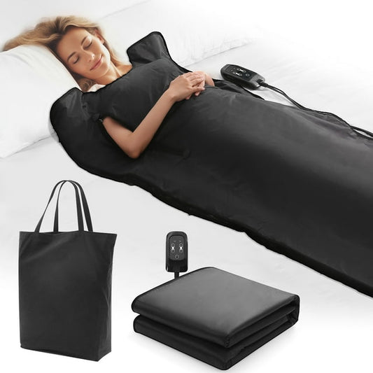 Gasky Infrared Sauna Blanket for Home Use,Portable Far Infrared Home Sauna for Detox, Tension, and Relaxation,Adjustable Temperature(86℉-158℉) & 20-60 Minutes Timer, Black