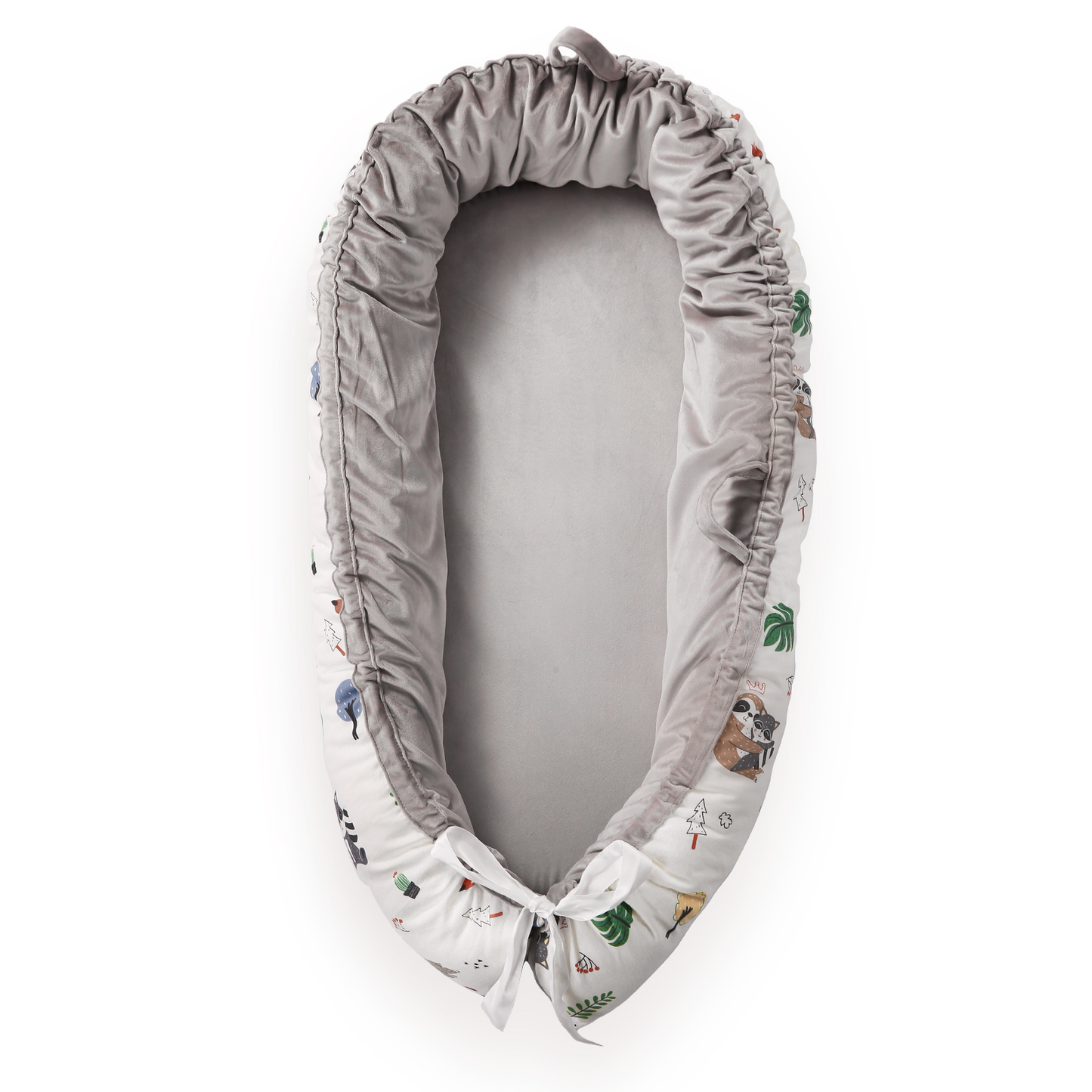 Baby Lounger Baby Nest Portable Newborn Co Sleeping,  Ideal for Newborn Shower Gift (Sloth & baby raccoon)