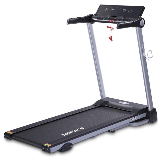 MaxKare 2.5HP Power Folding Treadmill Electric Motorized Running Machine with 15 Pre-Set Programs 8.5 MPH Max Speed White LED Display and Mobile Phone & Water Bottle Holder for Indoor Exercise