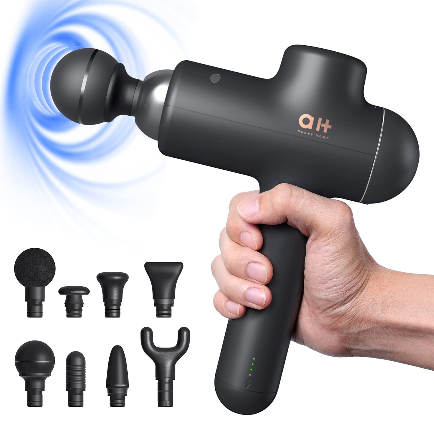 Aukey Home 8 Heads Massage Gun for Athletes, 4 Speed with Therapeutic Mixed Mode Deep Tissue Muscle Massager, High-Intensity Percussion