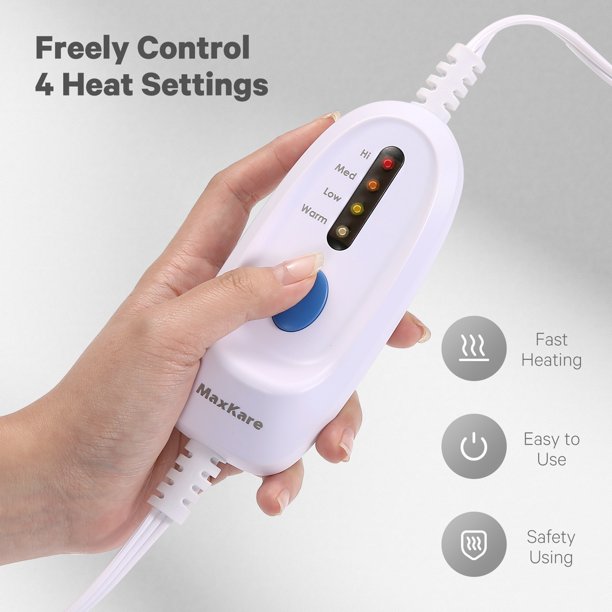 Electric Heated Blanket 72 x 84 inch, with 4 Heating Levels & 10H Auto-off, Home Use & Machine Washable-Grey