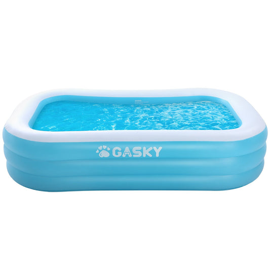 Gasky 120inch Rectangular Inflatable Swimming Pool Family Lounge Pool Summer Outdoor Water Game