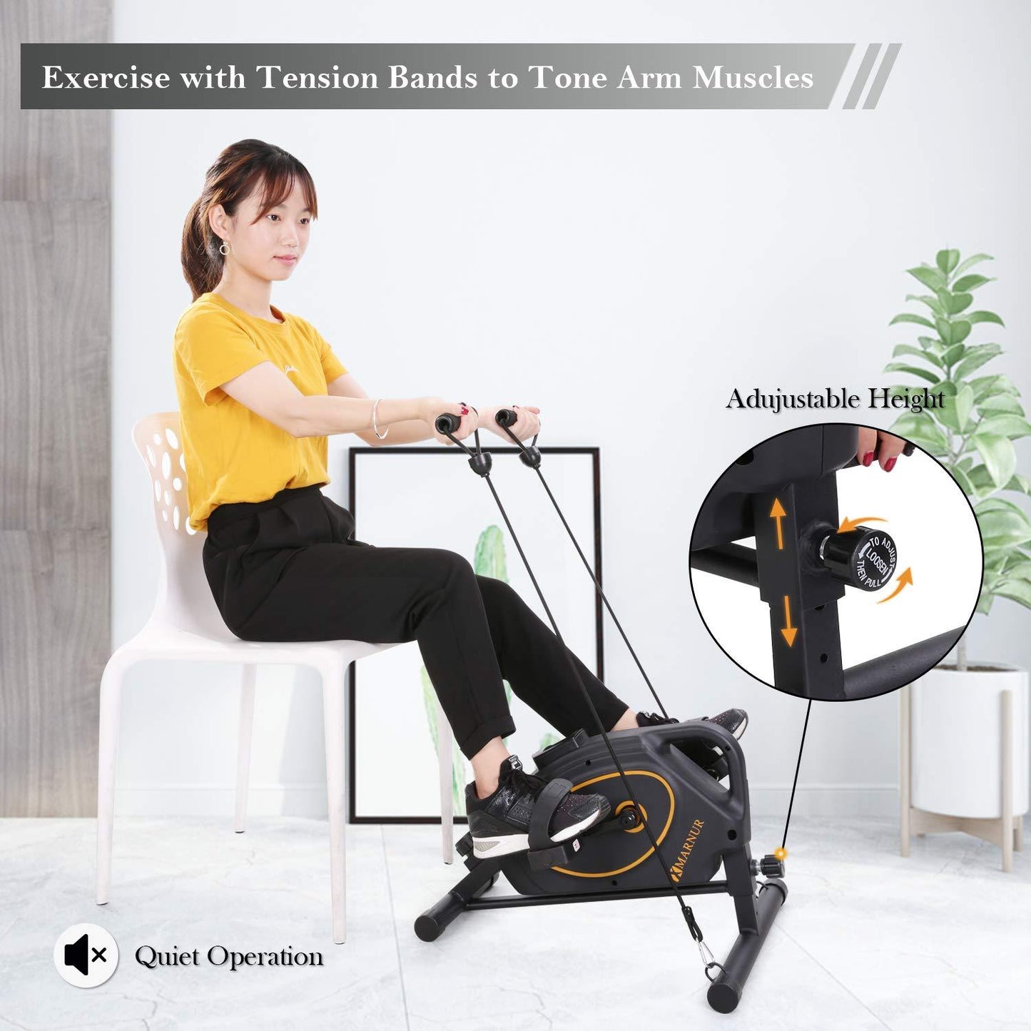 MARNUR Magnetic Under Desk Bike Pedal Exerciser Mini Exercise Bike Stationary Cycle for Arm /Leg Therapy Home/ Office