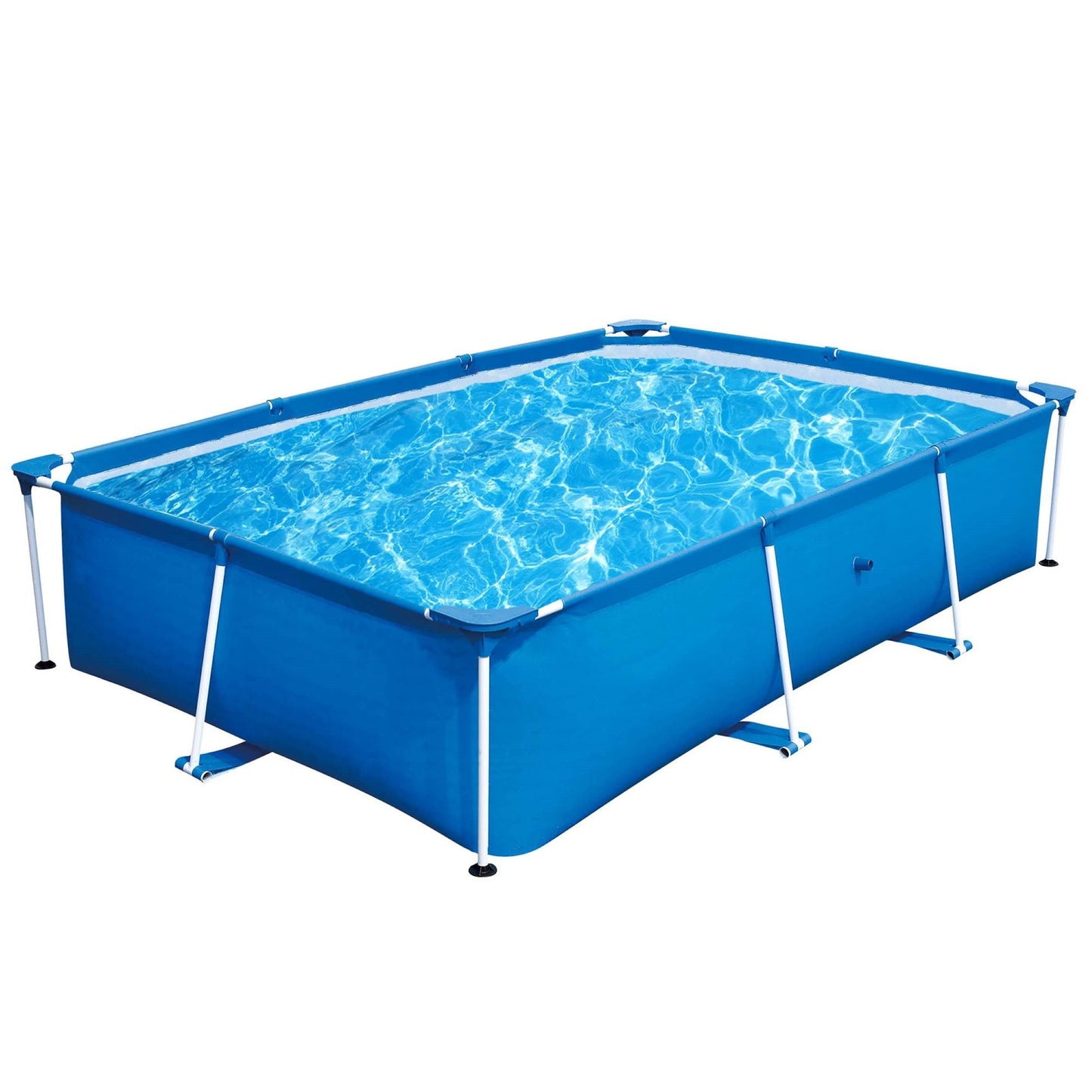 Gasky 10ft Frame Swimming Pool Rectangular Metal Frame Outdoor Backyard Above Ground Swimming Pool Family Kids Plash Frame Pool Set with Filter Pump