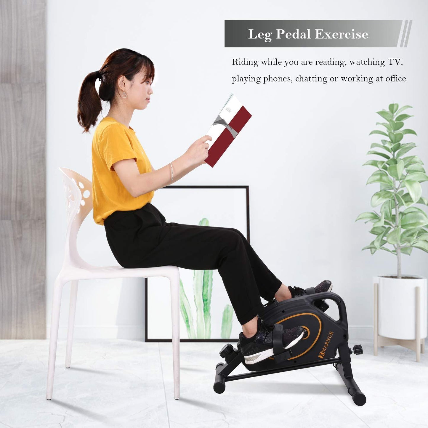 MARNUR Magnetic Under Desk Bike Pedal Exerciser Mini Exercise Bike Stationary Cycle for Arm /Leg Therapy Home/ Office