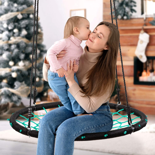 41'' Web Tree Swing Saucer Spider Swing Adjustable Detachable Nylon Rope Swing, Maximum Load of 600 Lbs, Indoor Outdoor Play Set Christmas Gift for Kids