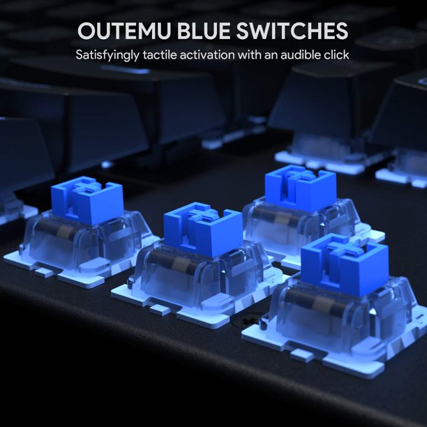 Mechanical Gaming Keyboard with Blue Switches, Wired USB-Interface Key ...