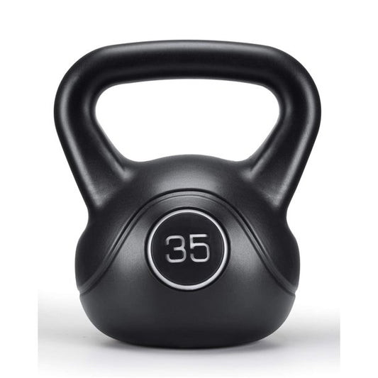 Kettlebell with HDPE Handle for Strength Training & Muscle Building, Workout Equipment Professional for Core Conditioning Weight Lift Fitness Home Gym Exercise,35 Lbs - Black
