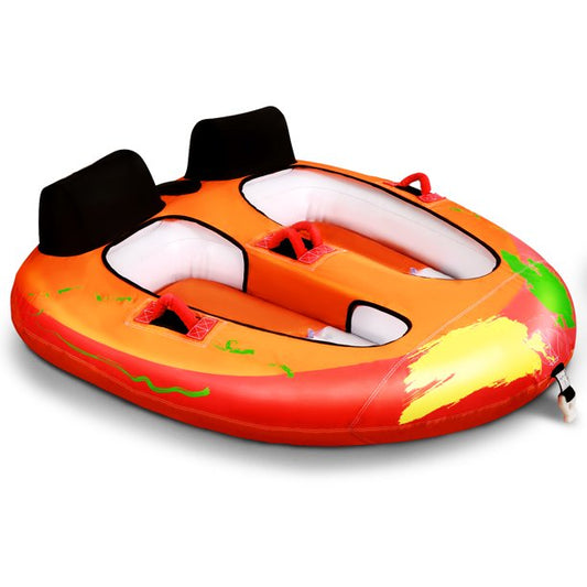 Towable Tube for Boating 2 Rider 2 Seat for Youth & Adult Have Fun Outdoor - Orange