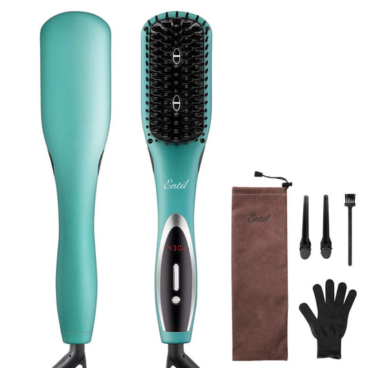 Fast Heating Hair Straightener Brush with Auto Shut Off & Temperature Control - NAIPO