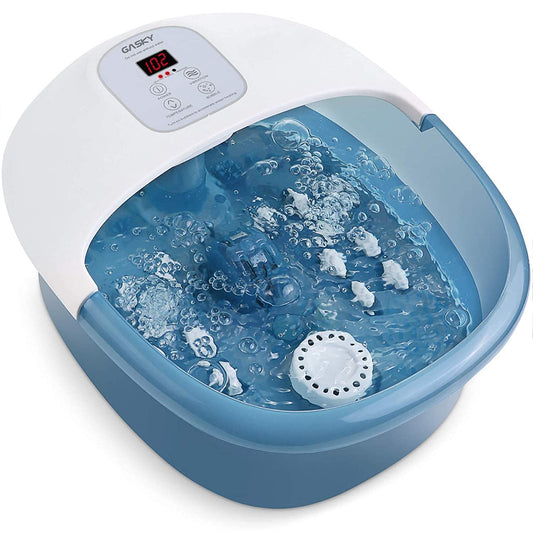Foot Spa Bath Massager with Heat Bubbles Vibration, 14 Shiatsu Massaging Rollers to Relax Tired Feet, Adjustable Temperature Pedicure Tub for Home Office Use - NAIPO