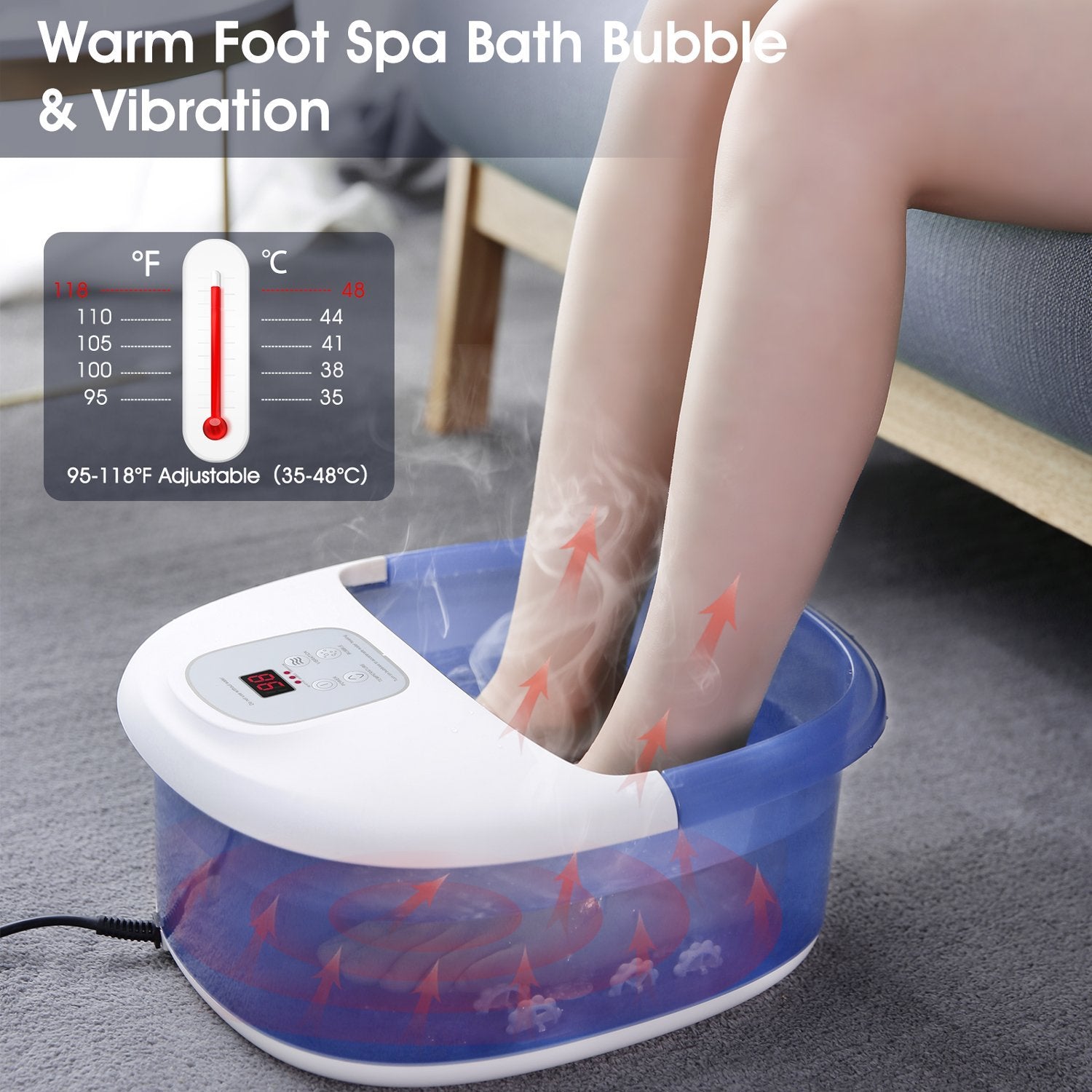 Gasky Foot Spa/Bath Massager with 14 Massage Rollers and Heated Bubbles Vibration Gasky Foot Spa/Bath Massager with 14 Massage Rollers and Heated Bubbles Vibration